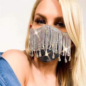 Women's Rhinestone Mask Sparkly Sexy Nightclub Party Fringe Bling Crystal Masks